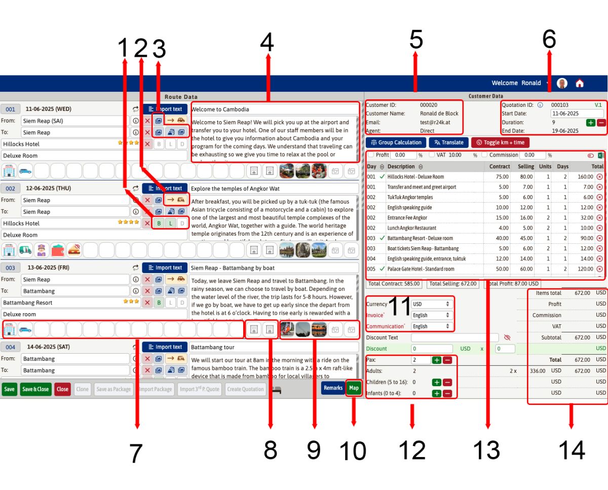 R24k TM Quotation Manager Layout