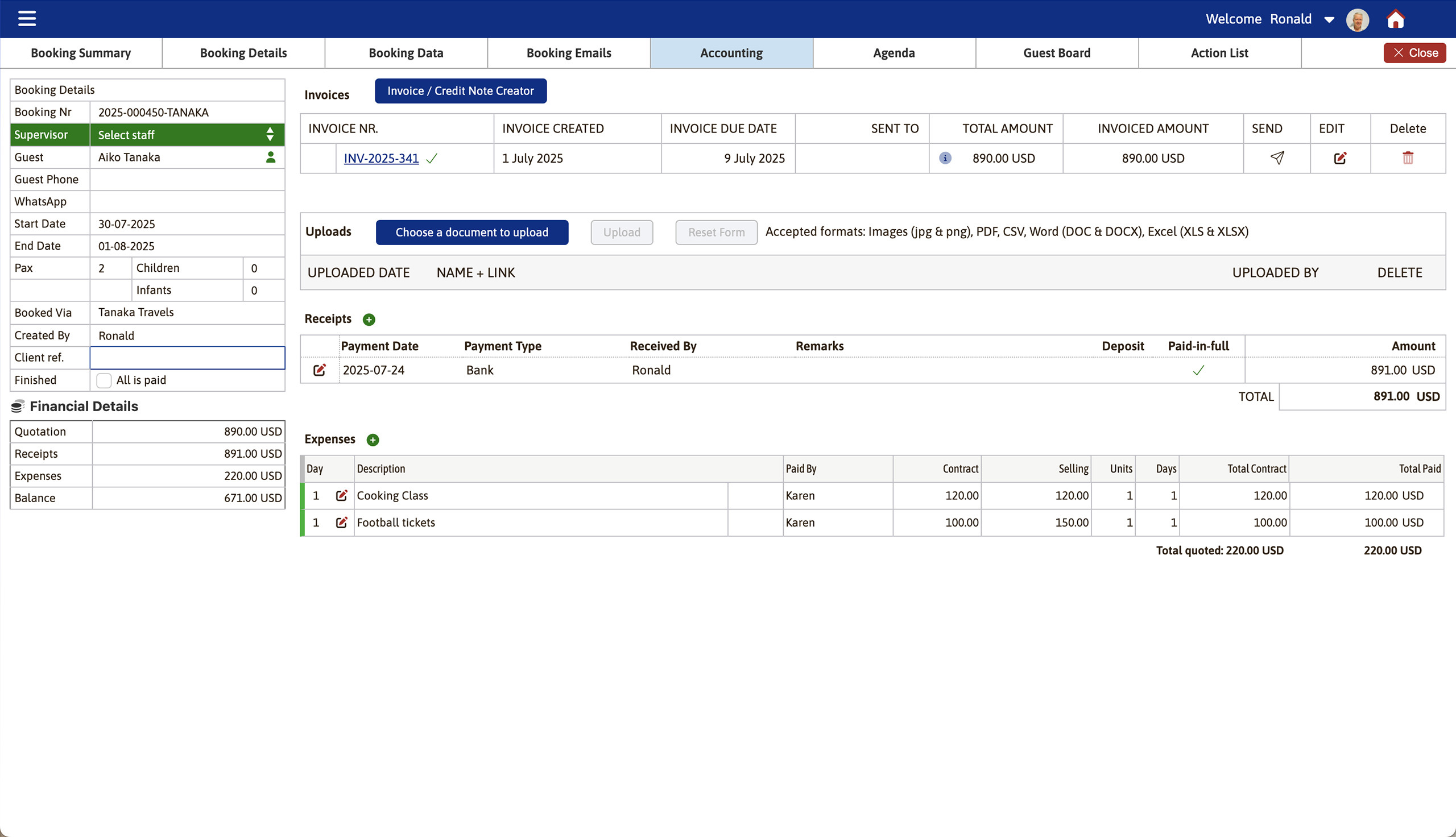 Accounting Tab