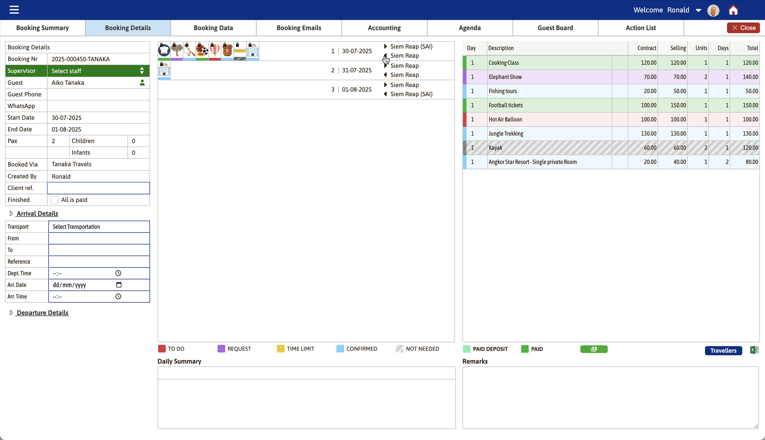 DMC Travel Agency Software Booking Details