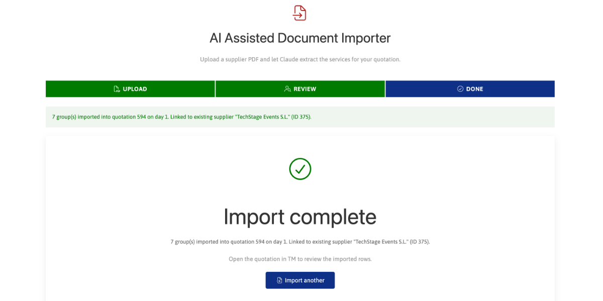 AI Assisted PDF Import Example