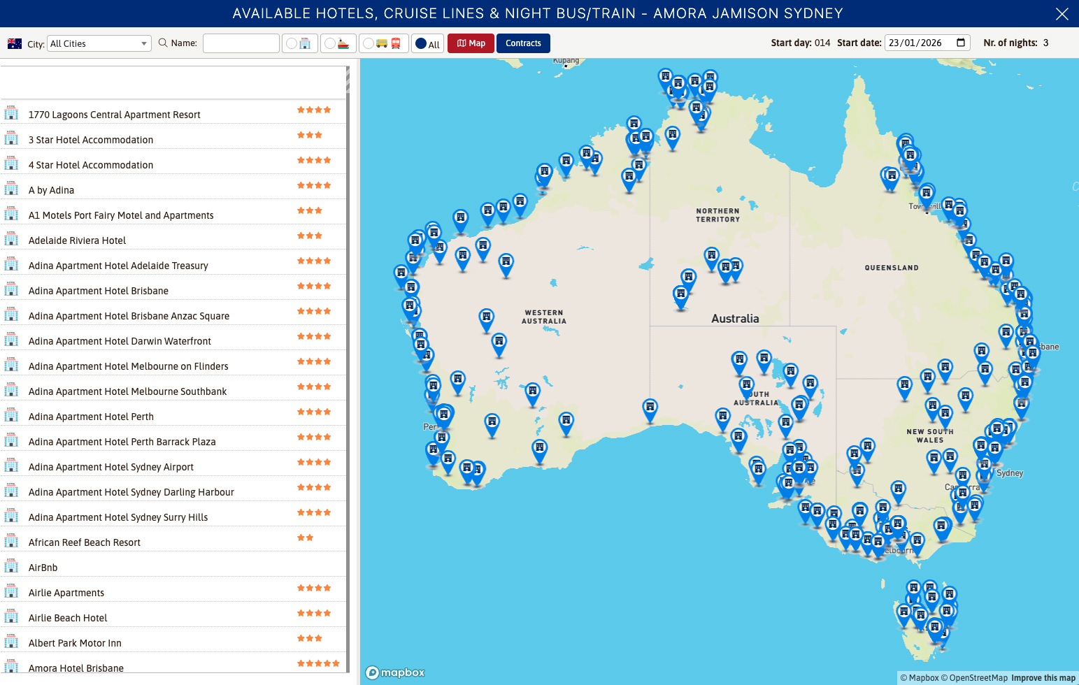 Improved Accommodation Map for Travel Quotations