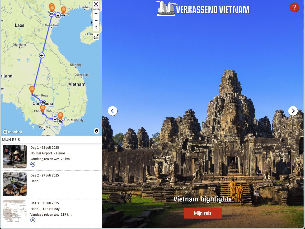 Travel Manager quotation import feature example with Vietnam and Cambodia