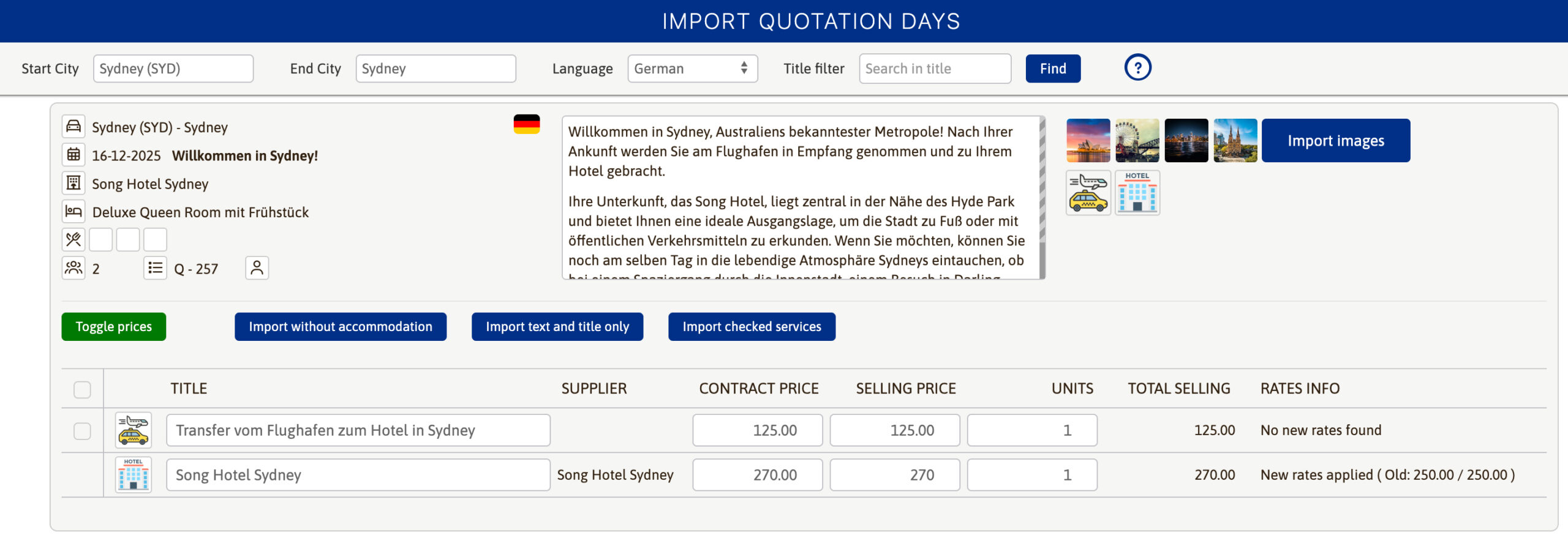 Fast quotation builder
