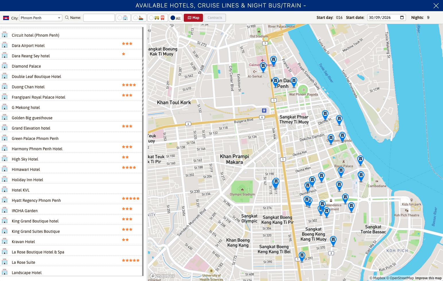 Improved Accommodation Map for Travel Quotations
