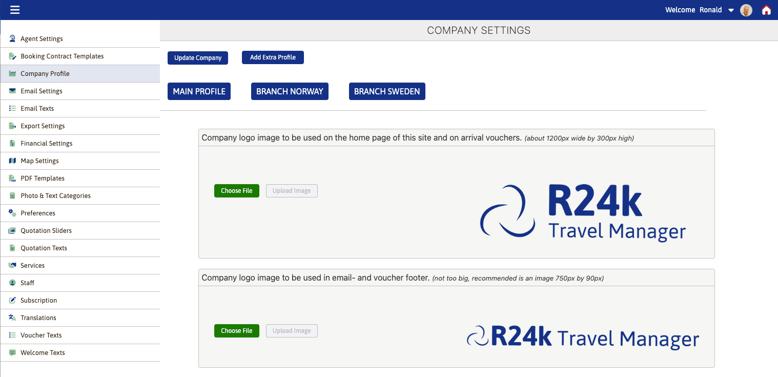 R24K Travel Manager Settings